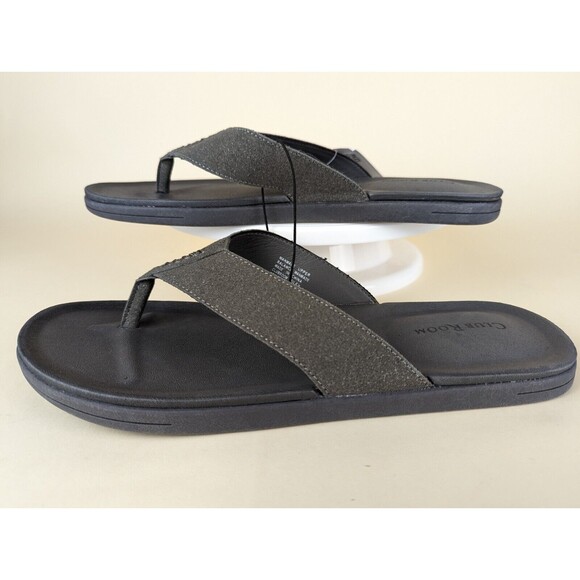 Club Room Riley Flip Flop Sandals Mens 10 Light Grey Toe-Post Flats Shoes NWT - Picture 2 of 12
